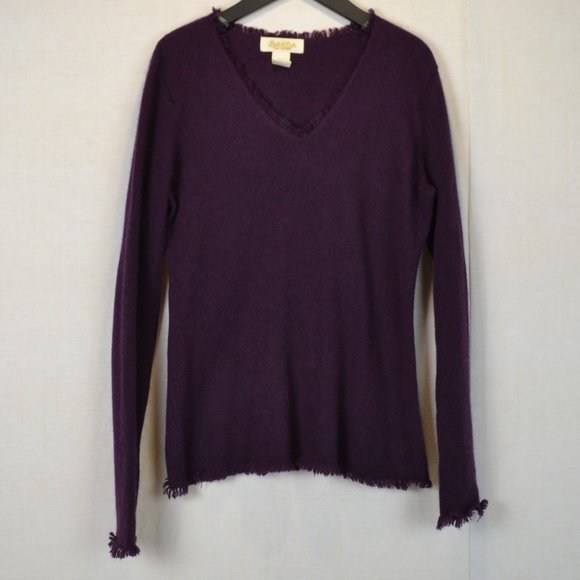 pure cashmere V-neck sweater  size small - Picture 1 of 5